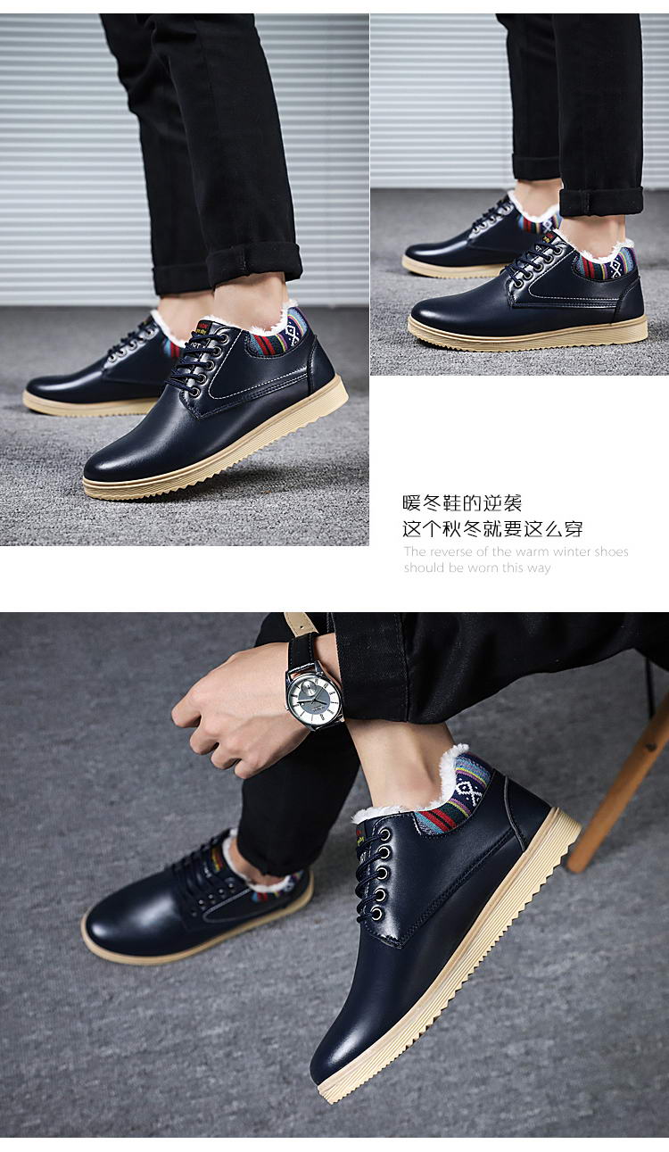 Giày tuyết nam mùa đông ấm áp cộng với giày nhung cotton Giày đế thấp cho nam Giày công sở không thấm nước Phiên bản Hàn Quốc của xu hướng giày nam giày lacoste nam