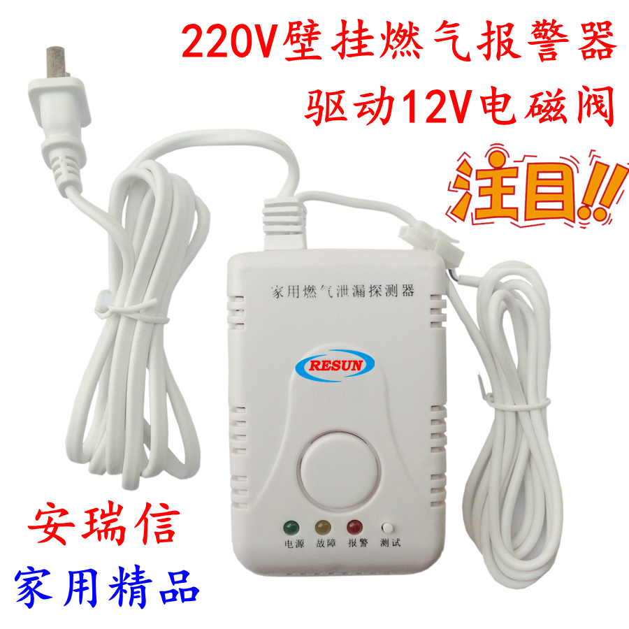 Anruixin's new 220V freestanding wall-mounted gas leak alarm drive 12V solenoid valve recommended