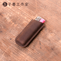 Ziyi] Leather lighter leather case disposable electronic lighter protective cover head layer cowhide anti-collision and anti-explosion