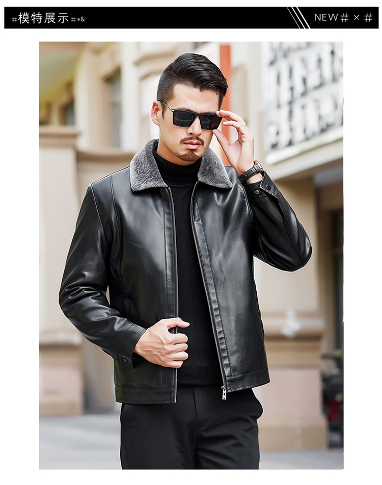 Mùa thu và mùa đông cha da nam trung niên 40-50 tuổi ve áo cộng với nhung dày áo khoác da pu cỡ lớn shop thoi trang nam 