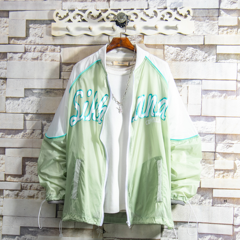 Flammable Youth 2022 Hawaiian Green Splicing Sunscreen Jacket for men and women Summer ins Chains Tide Cards Slim jackets