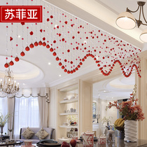 Crystal bead curtain feng shui partition curtain toilet wedding curtain bedroom curtain bedroom hanging curtain half curtain living room decoration hanging curtain