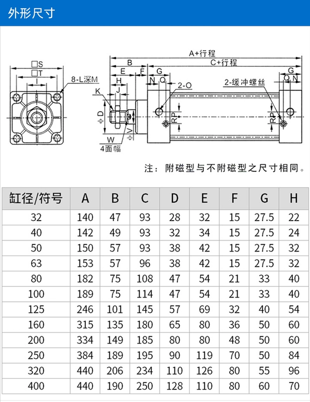 tính lực xi lanh khí nén Xi lanh tiêu chuẩn SC nhỏ khí nén lớn lực đẩy dài 125-160 * 25/500/150/250/350/750 xy lanh khí nén 1 chiều xi lanh khí nén 2 tầng