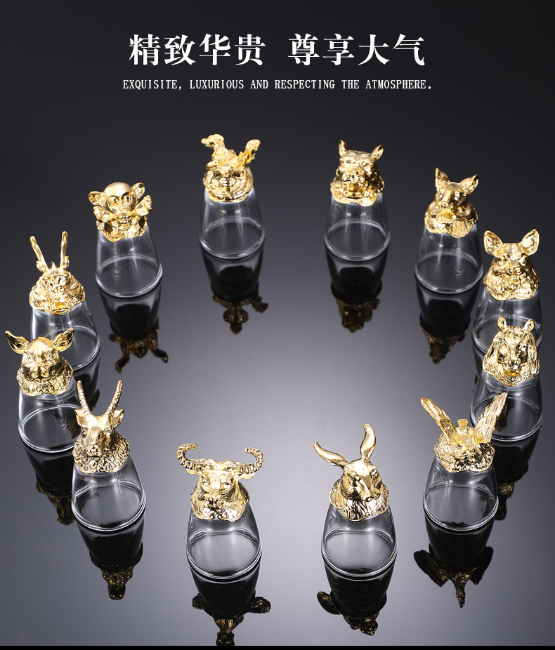 12 ly rượu vang trắng Zodiac Zodiac Bộ ly 12 ly nhỏ cao cấp - Rượu vang ly rượu vang rona
