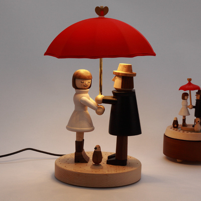 Taiwan Jeancard Little Red Umbrella Night Light Bedside Light Wooden Birthday Gift Valentine Led Lantern Couple