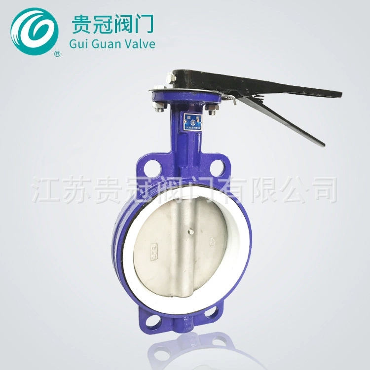 D71F4-16 handle for clip-type PTFE butterfly valve Manual lining Teflon butterfly valve resistant to acid-base corrosion DN50 65 80