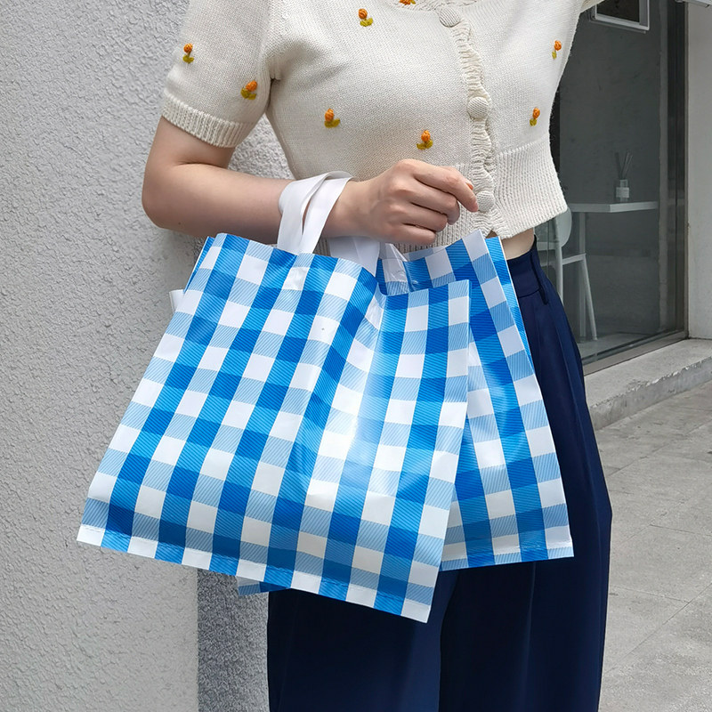 ins grid children clothing women's clothing clothing store plastic gift shopping package hand bags brief little fresher custom