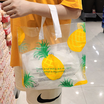 Pineapple plastic bag transparent hand INS clothing store good-looking gift bag strawberry packaging bag fruit shopping customization
