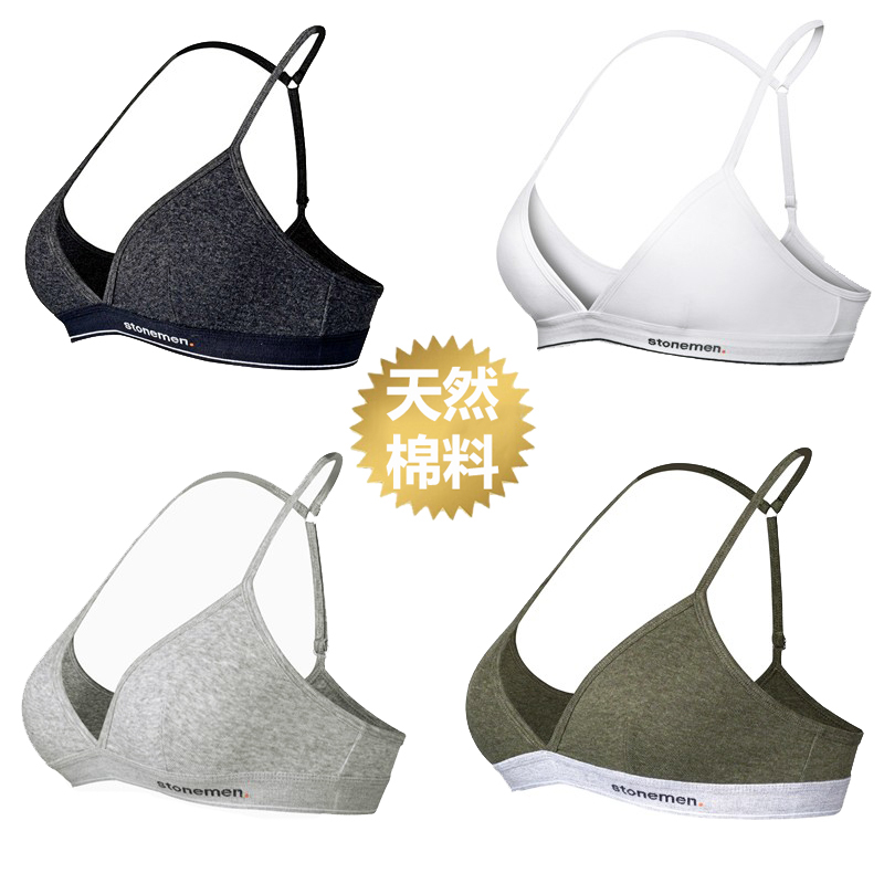 Stonemen【Originated from Australia】Sexy French-Style Lingerie for Women, Wireless, Beautiful Back, Triangle Cup Bra, Pure Cotton, Thin