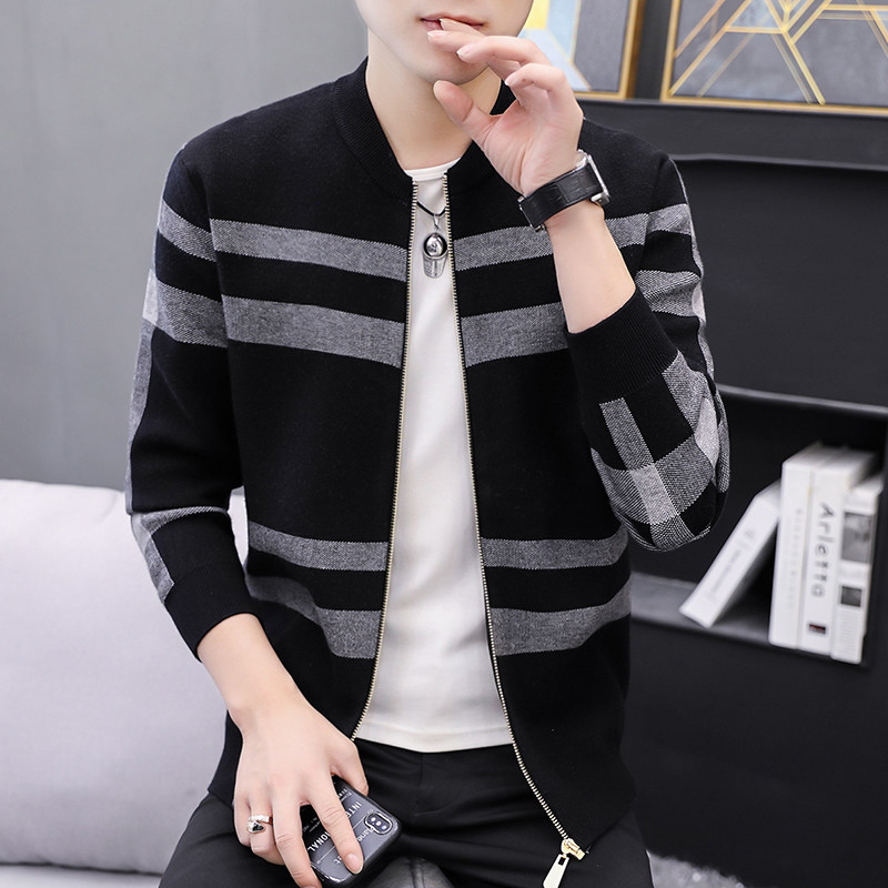 Knitwear Cardigan Jacket Men's Sweater Spring and Autumn Jacket Thin Korean Slim Fashion Fashion Men's Top Wear