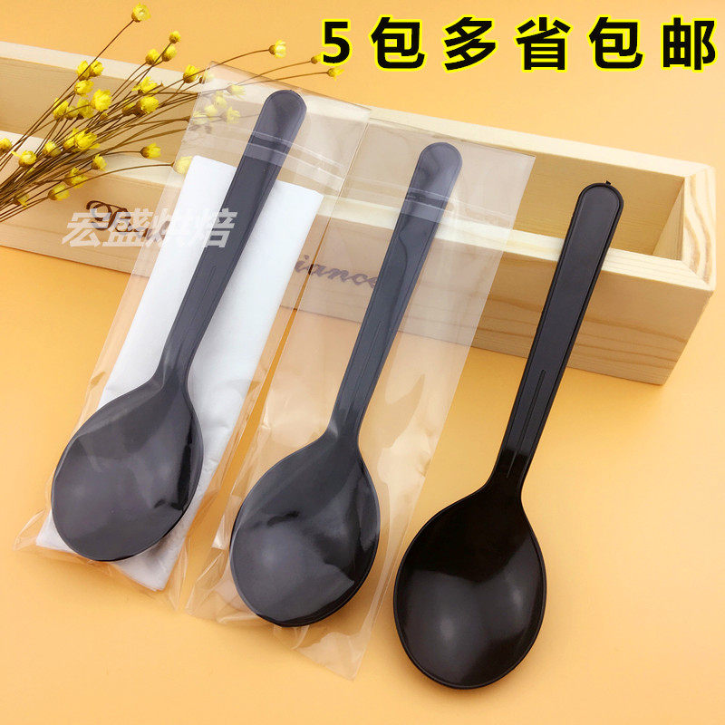 Disposable spoon plastic spoon big head spoon rice spoon soup spoon dessert spoon burning fairy grass spoon takeaway tableware 100 packs