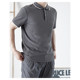 Summer gray basic style breathable solid color simple pique mesh contrast color polo shirt men's lapel short-sleeved T-shirt