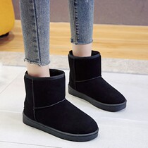 Snow boots women Black Winter new short tube plus velvet padded cotton shoes pregnant women shoes wearing foot puffy cotton boots