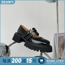 Pine Cake Thick Bottom Genuine Leather Mary Rare Lego Shoes Women 2022 Spring New Heightening Rough Heel College Wind Small Leather Shoes