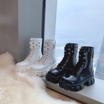 Abao Home Inlenty wind thicken Eye decoration Martin boots Womens autumn Winter new 100 hitch Locomotive Boots Slim Short Boots