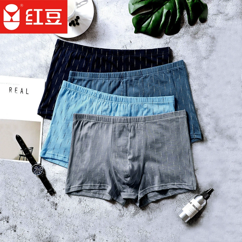 Đậu đỏ (4 gói) 40 cotton quần lót nam thanh niên boxer quần lót cotton thể thao quần lót in giữa eo - Nam giới