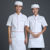 Catering canteen chef overalls female red-edged short-sleeved summer thin kindergarten kitchen aunt workwear suit