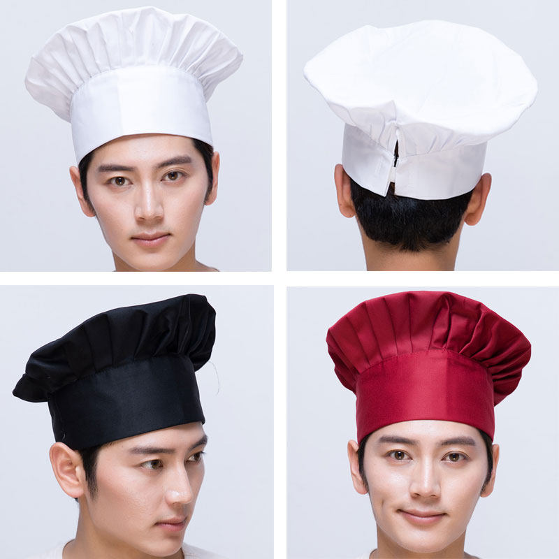 Chef hat female male white catering food canteen kitchen anti-fume working cloth cap Elastic adjustable mushroom cap