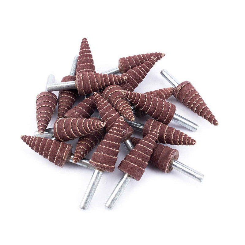 Conical belt handle sheet wheel sanding head pointed polished polished louvre grinding head sandpaper stick woodworking 100-page wheel