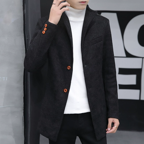 Демисезонная куртка, трендовое длинное термобелье, пальто для отдыха, увеличенная толщина, в корейском стиле, облегающий крой, средней длины