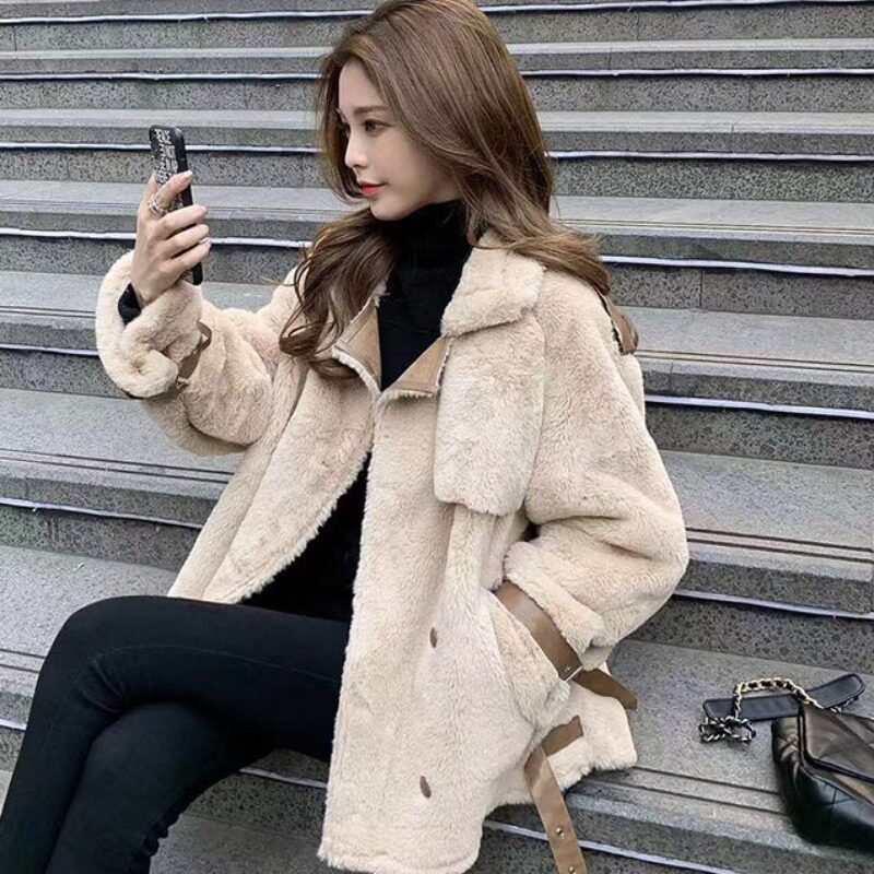 celine pianna lamb wool jacket female winter fur integrated 100 tower short plush velvet warm jacket
