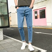 Phiên bản nam Hàn Quốc của xu hướng quần jeans nam mùa hè mỏng 9 điểm - Quần jean