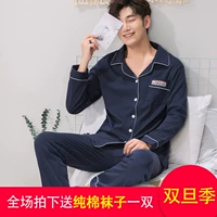 Bộ đồ ngủ nam cotton dài tay mùa thu đông bộ pijama nam