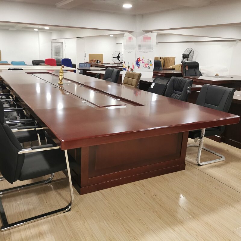 Large Conference Table Long Table Desk Government High Density Board Paint Solid Wood Meeting Room Table And Chairs Combination Meeting Table