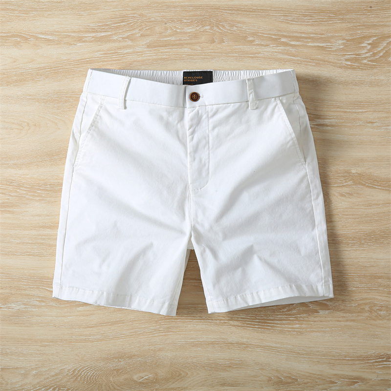 Summer Men's High-Quality White Shorts, Semi-Elastic Casual Quarter-Length Shorts, Versatile Work Shorts, Beach Shorts