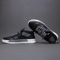 European station 2022 autumn new leather casual high-top shoes mens all-match trendy slip-on breathable Martin boots men