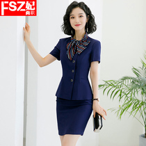 Hotel front desk overalls summer beautician set two-piece fashion temperament professional attire dress dress stewardess uniform