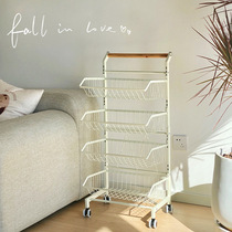 Mobile trolley kitchen vegetable basket multi-layer fruit and vegetable storage rack three four and five layers storage and organization shelf