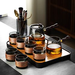 Glass Tea Set Suit For Home Tea Tray Office Living Room Tea Reception Kung Fu Tea Cup High-End Heat-Resistant Teapot