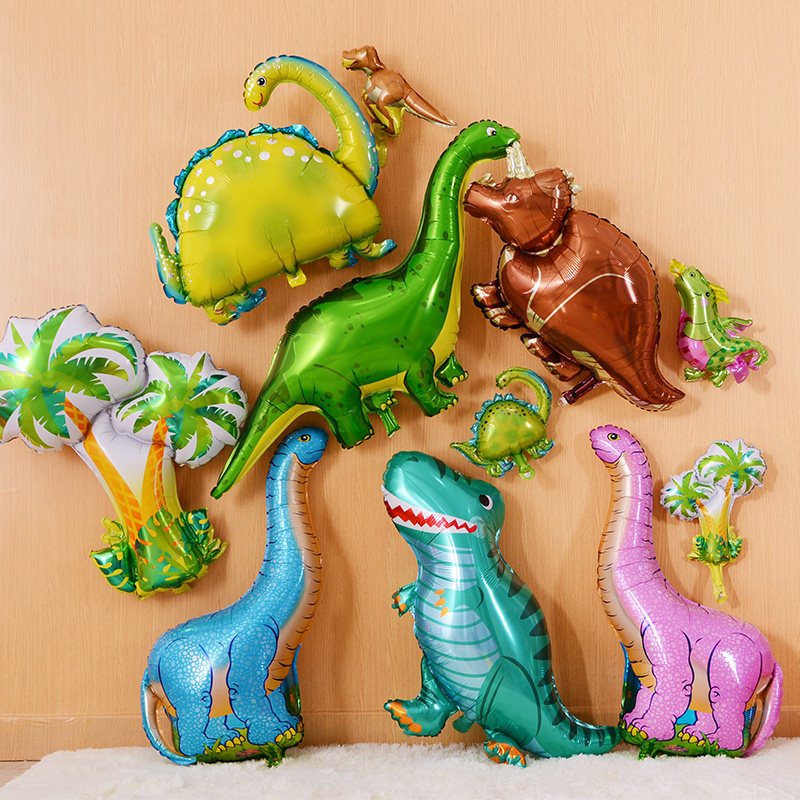 Children Birthday Party Arrangement Supplies Dinosaur Aluminum Film Balloons Dress Up Birthday Cartoon Aluminum Foil Animal Balloons