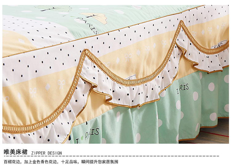 Váy ngủ cotton đơn mảnh đôi chống trượt 1.8m2.0 m nông thôn gió trải giường đơn giản bọc nệm công chúa gió - Váy Petti ga giường có viền