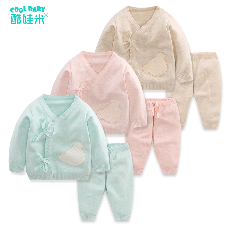 Autumn and Winter Baby Gauze Kimono Set Newborn Clothes Baby Tie Pure Color Cotton Sweater Knitwear Autumn and Winter Baby Gauze Kimono Set Newborn Clothes Baby Tie Pure Color Cotton Sweater Knitwear