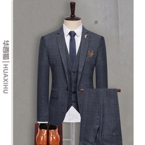 Plaid Suit Suit Mens Business Casual Career Positive Dress Korean Version Small Suit Groom Wedding Bridegroom Gown