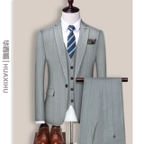 Трендовый комплект в английском стиле, мужской классический костюм для отдыха, свадебное платье, облегающий крой, в британском стиле, в корейском стиле