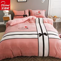 Nhung Bắc Cực nhung ấm bốn mảnh flannel tấm chăn trải giường nhung san hô hai mặt mùa đông nhung pha lê chăn ga gối everon 2020