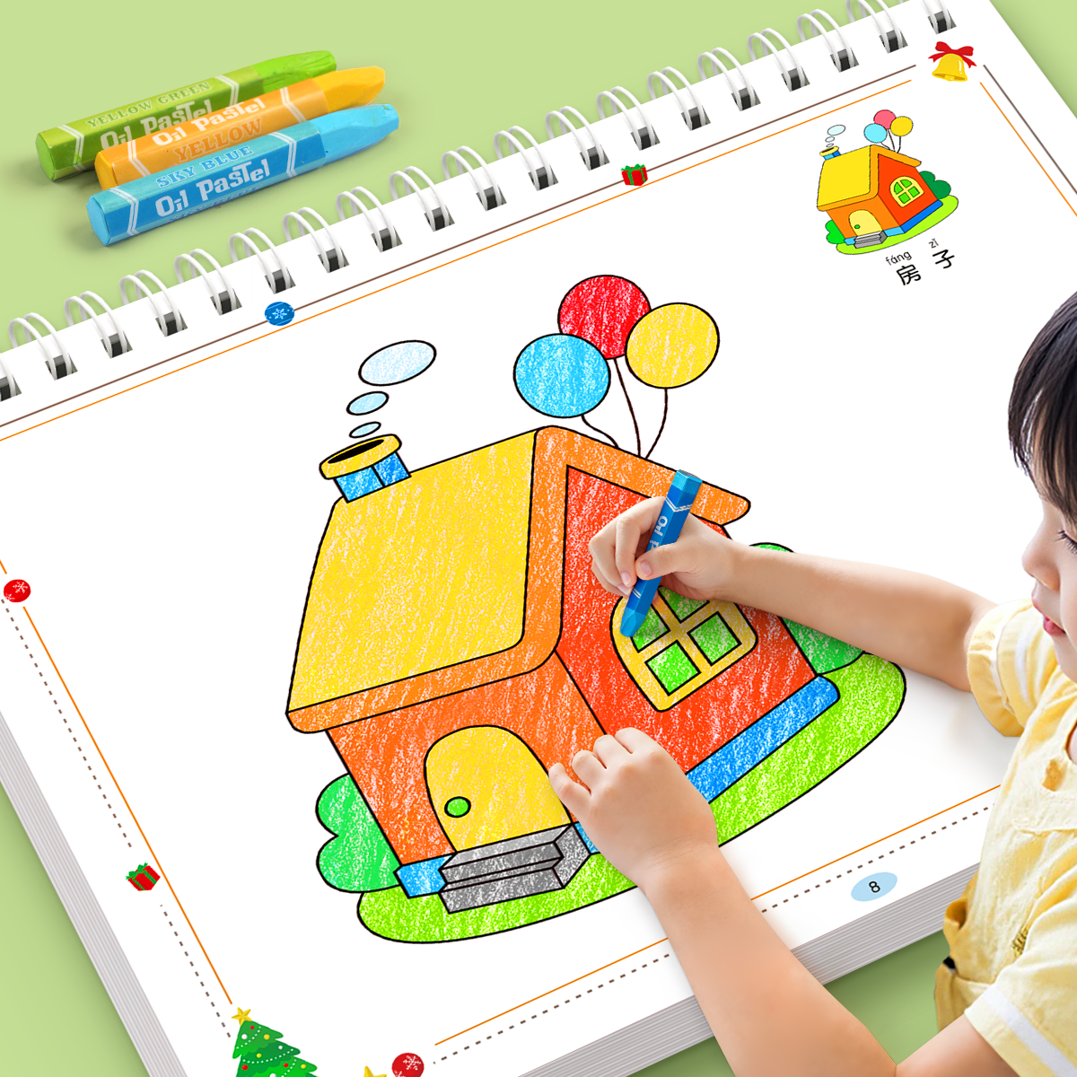 子供向け塗り絵、幼稚園向け塗り絵、赤ちゃん向け落書き＆塗り絵啓発セット、2～6歳向け絵本