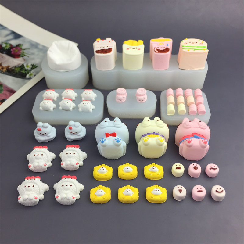 Little Bear Round Bean Expression Pig Slippers Marshmallow Little Nose Silicone Mold Fondant Cake Chocolate Resin Mold