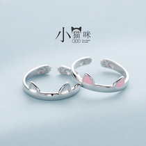 925 sterling silver cat ring female opening kitten food finger ring cat ear tail ring small finger student cat claw ring