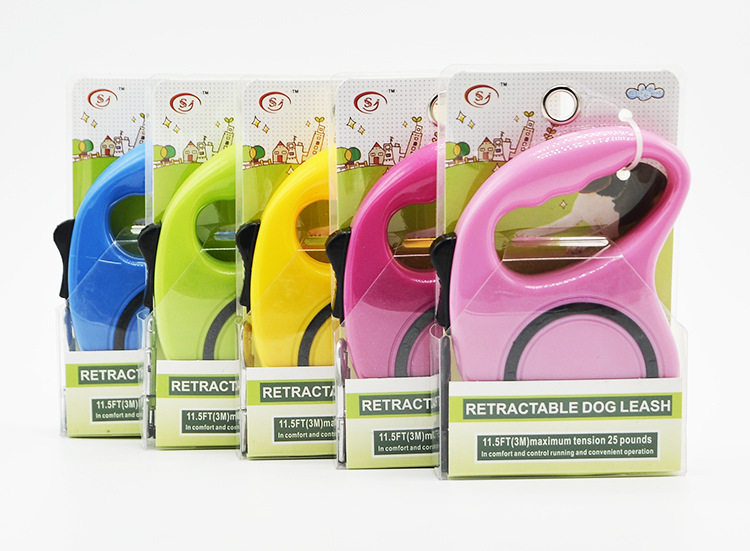 Pure colour German pet automatic telescopic traction belt 3 m 5 m Puppy telescopic traction rope retractors for dog ropes