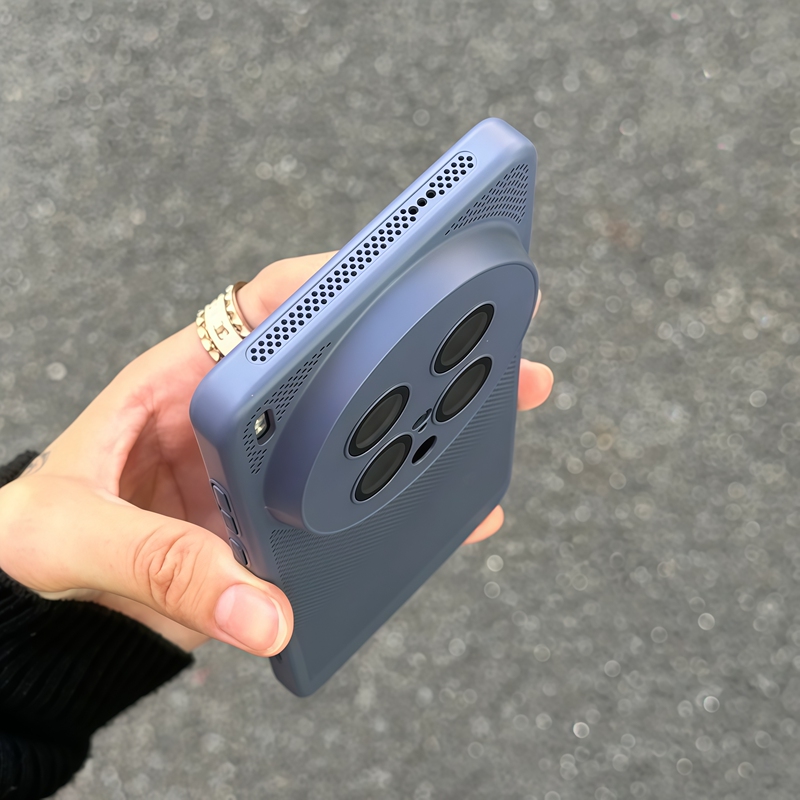 Gray-Blue Niche Heat-Dissipating Honeycomb Hollow Design Suitable for A52 Samsung S26Ultra/S25+ Phone Case S24/S23/S22 Full-Cover Lens Film A53 Matte S20Fe Anti-Drop S21 Fingerprint-Resistant