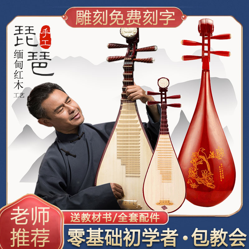 Pipa Instrument Beginner Beginner Children Adult Play Grade Handmade Mahogany Rosewood Wood Violin Box National Instrument