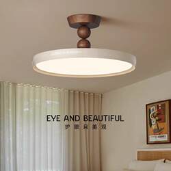 Bedroom Study Ceiling Lamp, Antique Style Walnut Color Full Spectrum Eye Protection Floating Lamp, Personalized Retro Lamp