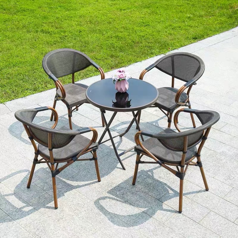 Outdoor Table And Chairs Casual Rattan Chair Coffee Hall Garden Outdoor Net Red Balcony Small Tea Table And Chairs Combine Three Sets Patio