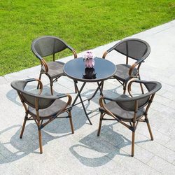 Outdoor Table and Chairs, Leisure Rattan Chair, Outdoor Furniture for Milk Tea Shop, Outdoor Garden Courtyard, Starbucks Balcony, Small Tea Table and Chair Three-Piece Set