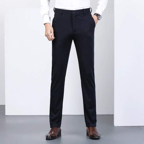 Весенние утепленные эластичные штаны, черный пиджак классического кроя, облегающий крой, свободный прямой крой