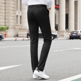 Зимние эластичные штаны, черные флисовые повседневные брюки, свободный прямой крой